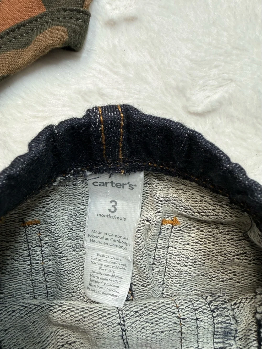 Carter's Camouflage Top with Navy Denim-Style Jeans
